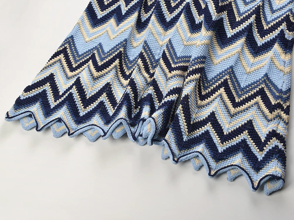 2025 Summer Newest French Style Colorblock Geometric Pattern Lady Casual Knits Slips A-line Long Dress Women