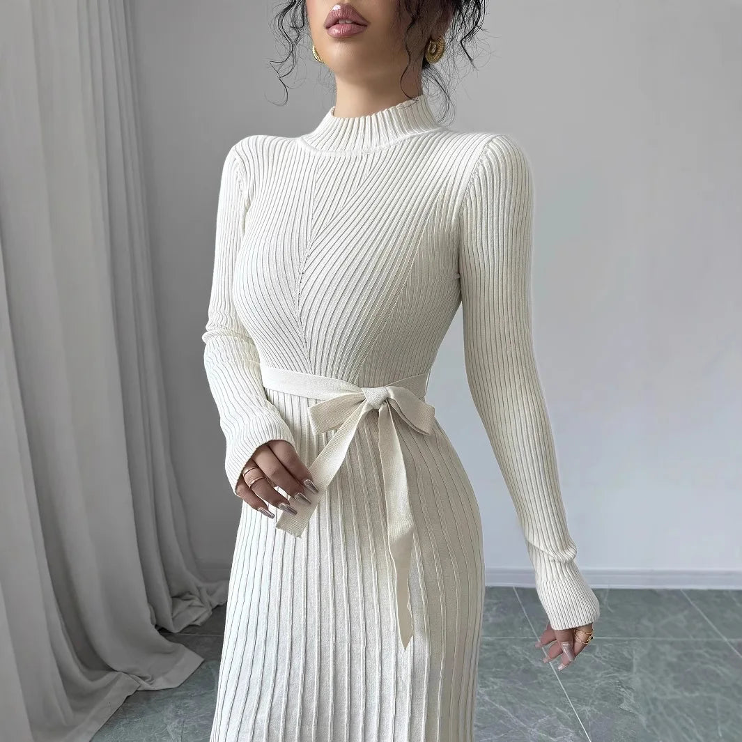2025 Summer Newest French Style Colorblock Geometric Pattern Lady Casual Knits Slips A-line Long Dress Women