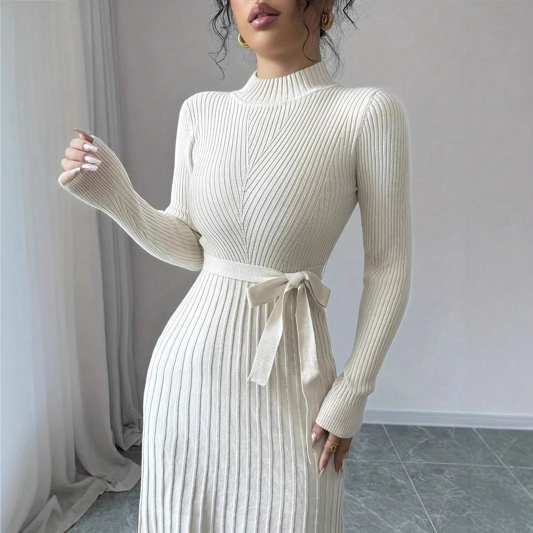 2025 Summer Newest French Style Colorblock Geometric Pattern Lady Casual Knits Slips A-line Long Dress Women