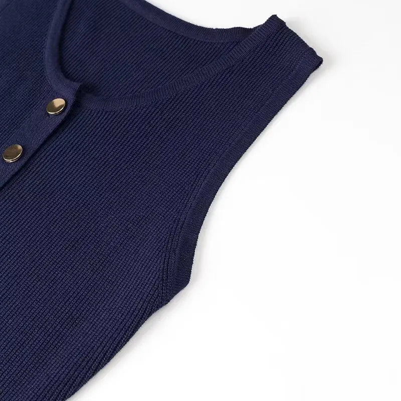 TAOP&ZA Women's Clothing 2024 Summer New European and American Style Fashion Slim Simple Single-breasted Knitted Dress