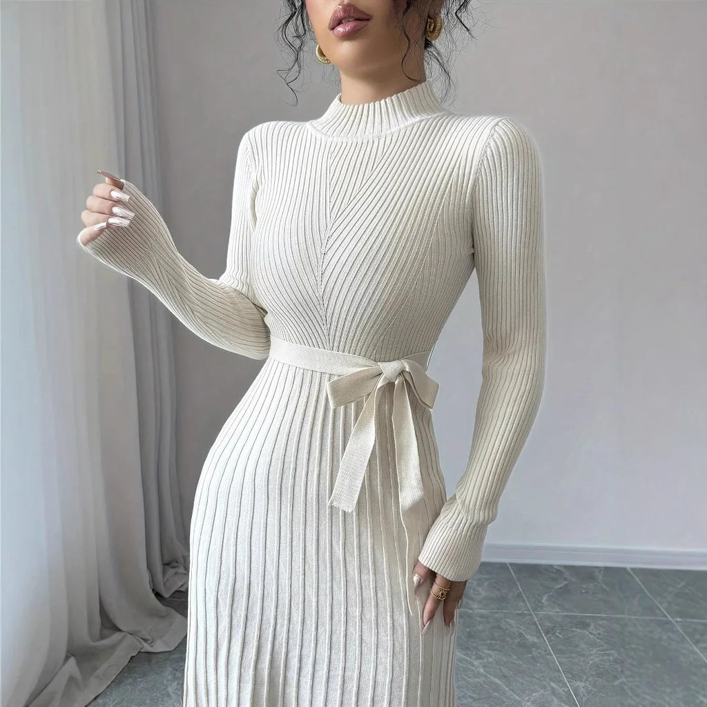 2025 Summer Newest French Style Colorblock Geometric Pattern Lady Casual Knits Slips A-line Long Dress Women