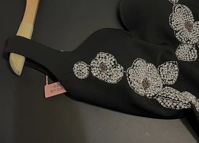 New Arrival French Style Lady Formal Wear Sweetheart Collar Sleeveless Fine Workmanship Beading Women Short Mini Slim Dress