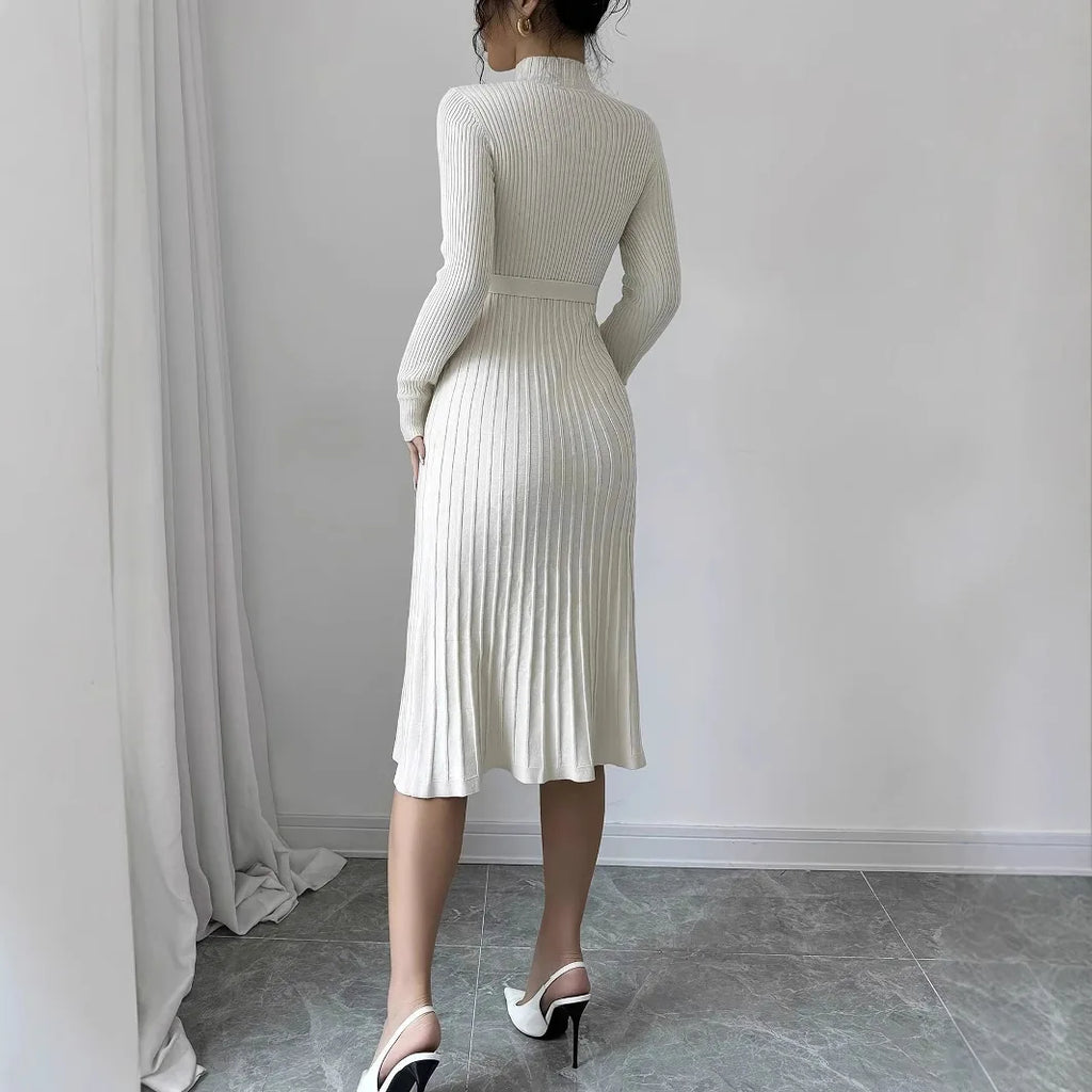 2025 Summer Newest French Style Colorblock Geometric Pattern Lady Casual Knits Slips A-line Long Dress Women